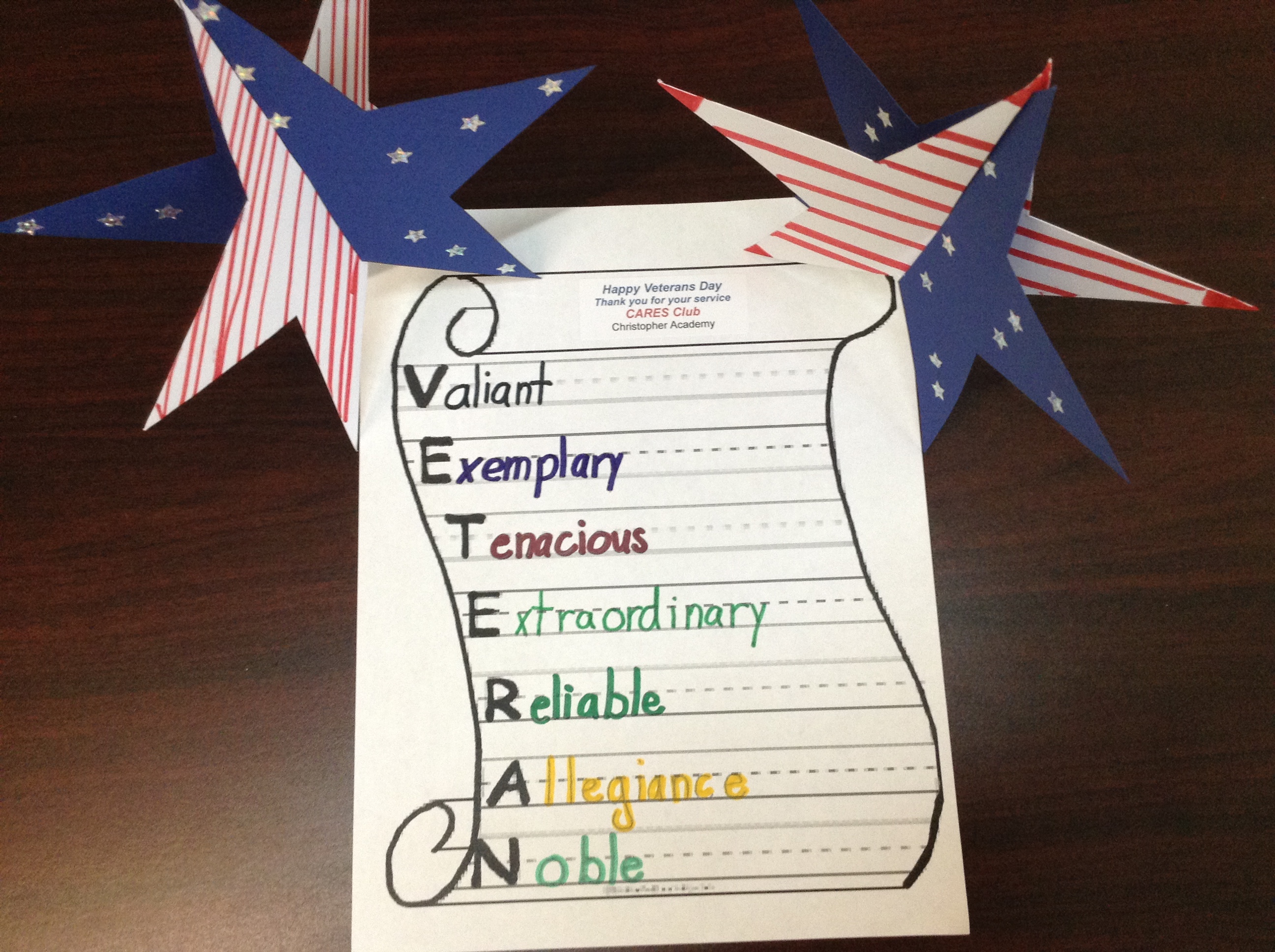 thank you to our veterans from ca christopher academy